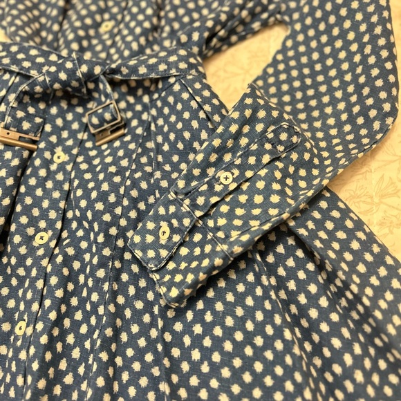 Anthropologist Holding Horses Dotted Blue/Cream Shirtdress Size 4 - Picture 11 of 11